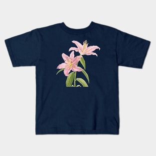 Pink Lilies Watercolour Kids T-Shirt